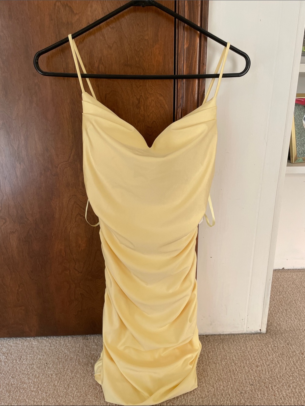NWT Windsor Yellow bodycon ruched mini Dress
